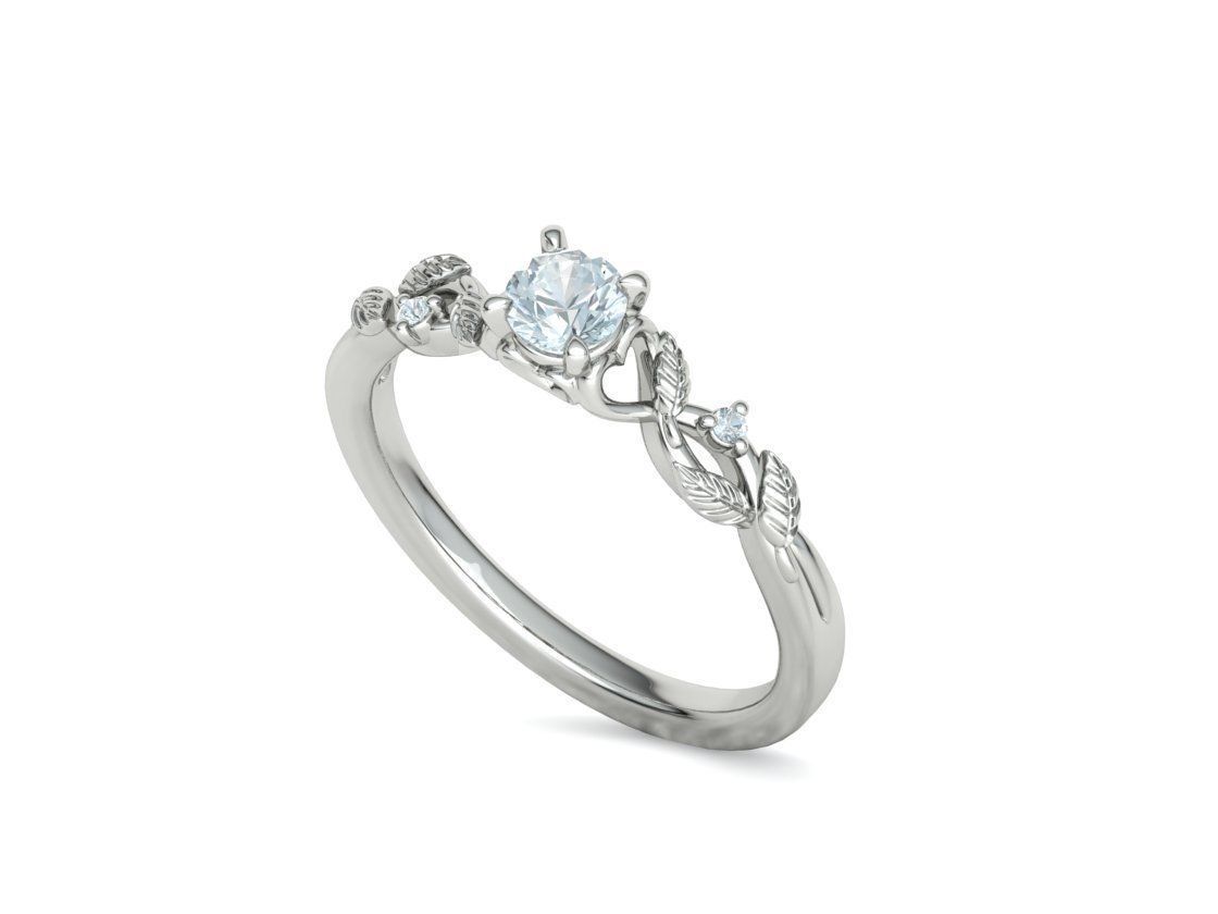 Solitaire Ring 30 pointer stone Floral design 3dmodel 3D print model_29