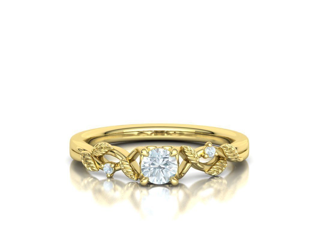 Solitaire Ring 30 pointer stone Floral design 3dmodel 3D print model_10