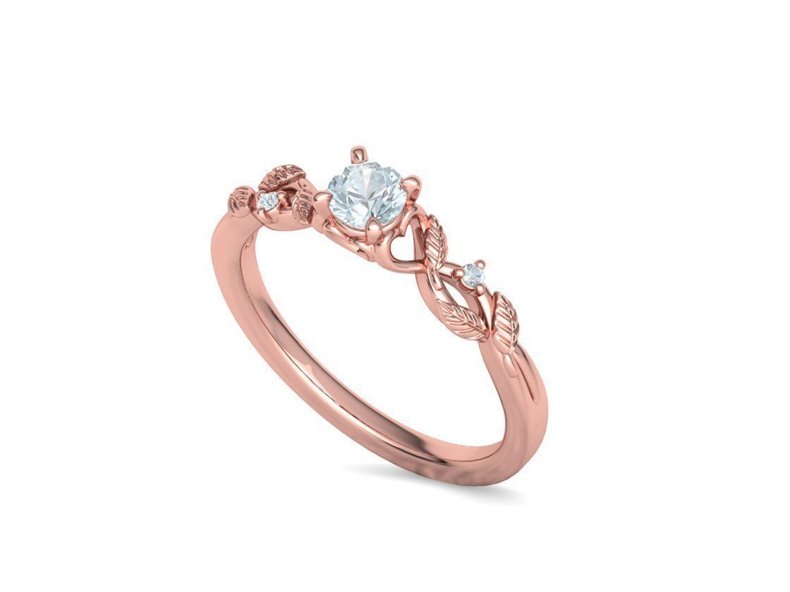 Solitaire Ring 30 pointer stone Floral design 3dmodel 3D print model_26