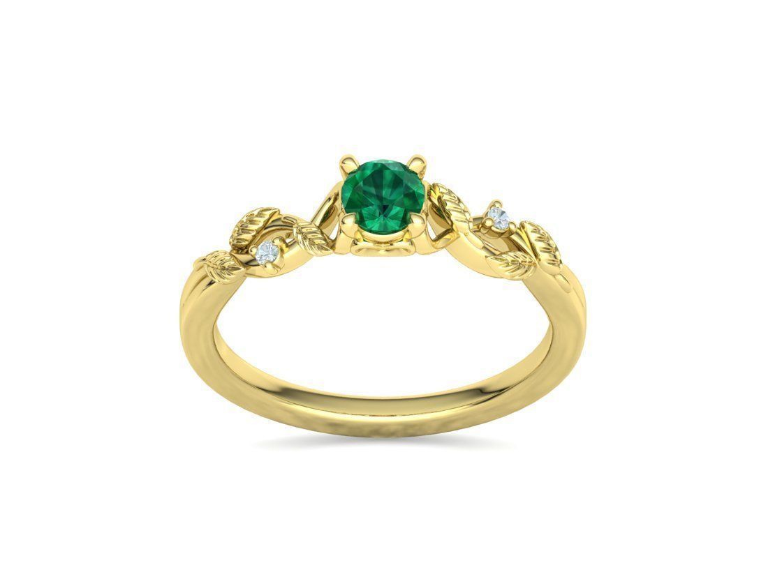 Solitaire Ring 30 pointer stone Floral design 3dmodel 3D print model_16