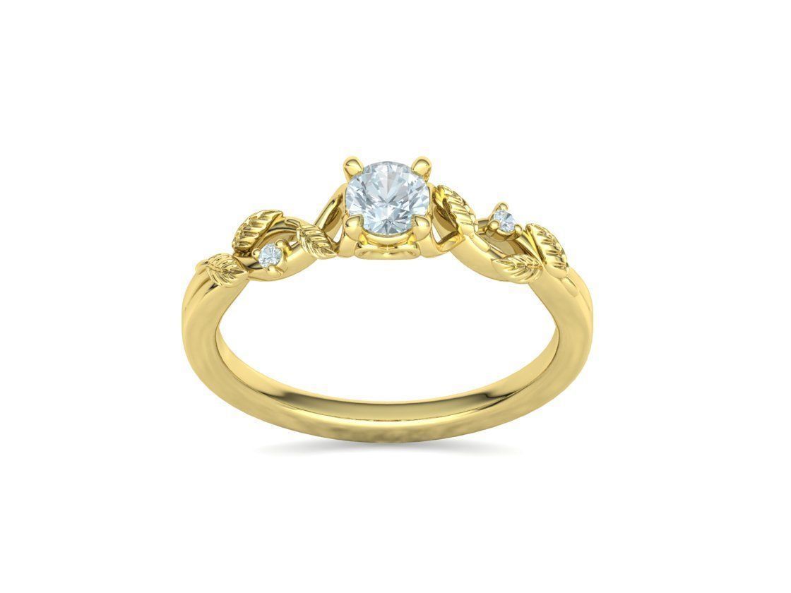 Solitaire Ring 30 pointer stone Floral design 3dmodel 3D print model_15