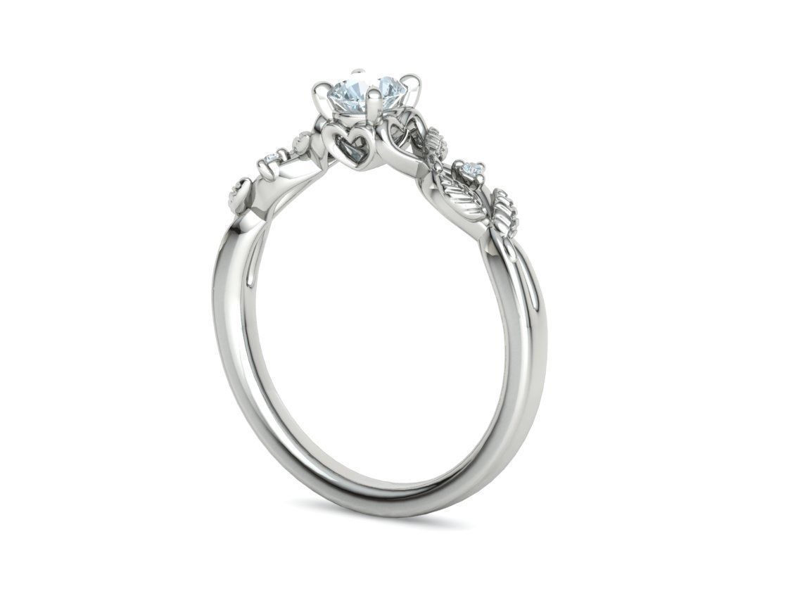 Solitaire Ring 30 pointer stone Floral design 3dmodel 3D print model_23