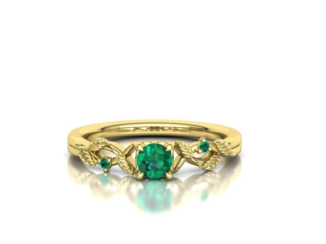 Solitaire Ring 30 pointer stone Floral design 3dmodel 3D print model_5