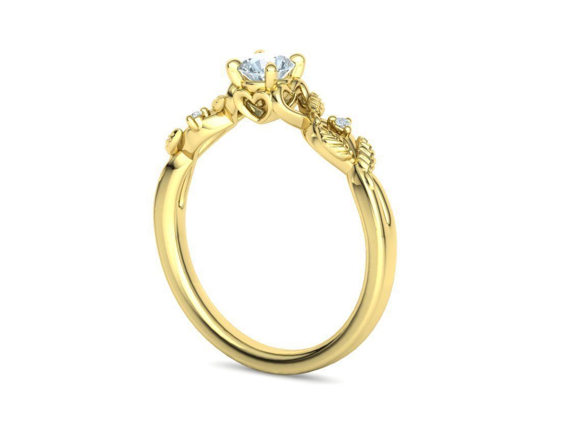 Solitaire Ring 30 pointer stone Floral design 3dmodel 3D print model_21