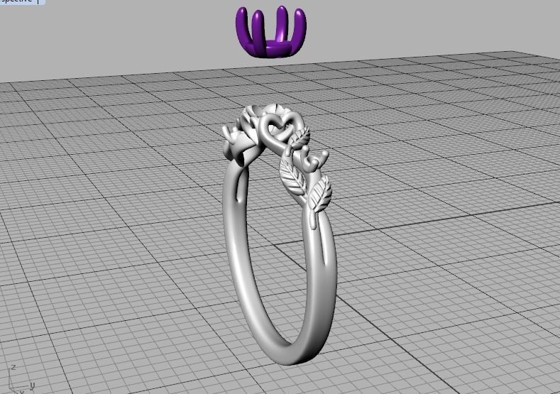 Solitaire Ring 30 pointer stone Floral design 3dmodel 3D print model_34