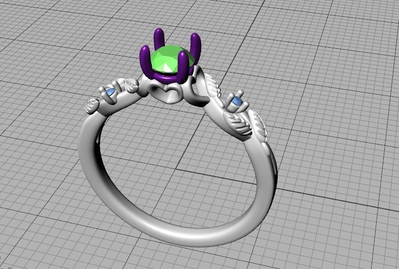 Solitaire Ring 30 pointer stone Floral design 3dmodel 3D print model_38