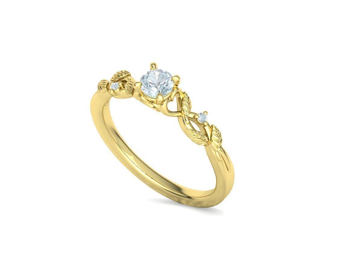 Solitaire Ring 30 pointer stone Floral design 3dmodel 3D print model_28