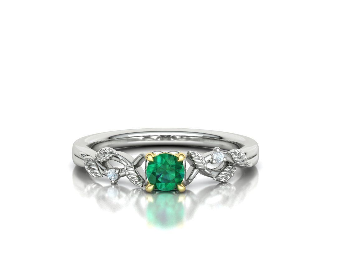 Solitaire Ring 30 pointer stone Floral design 3dmodel 3D print model_3