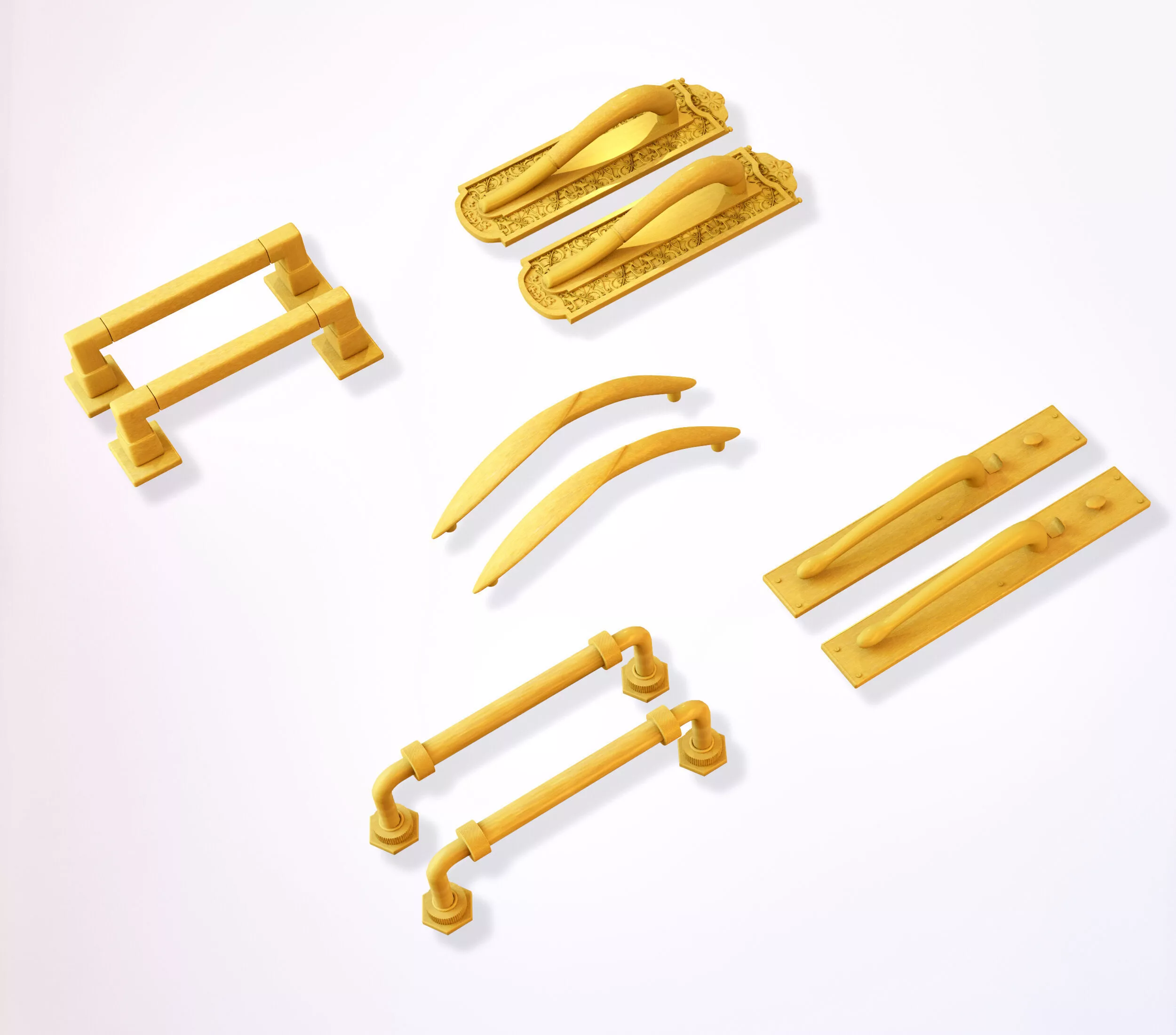 5 BRASS MAINE DOOR HANDEL 3D model