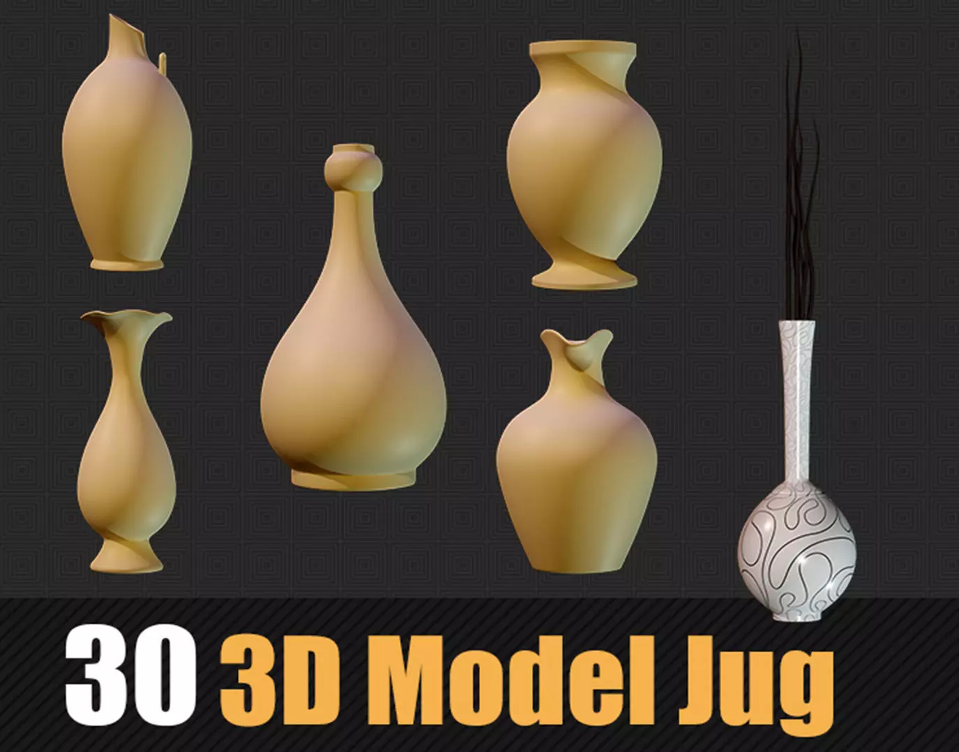 30 3D Jug Models In Maya For Game And Animation Low-poly 3D model