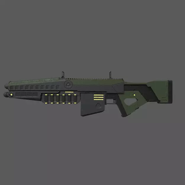 SciFi Rifle Low-poly 3D model_0