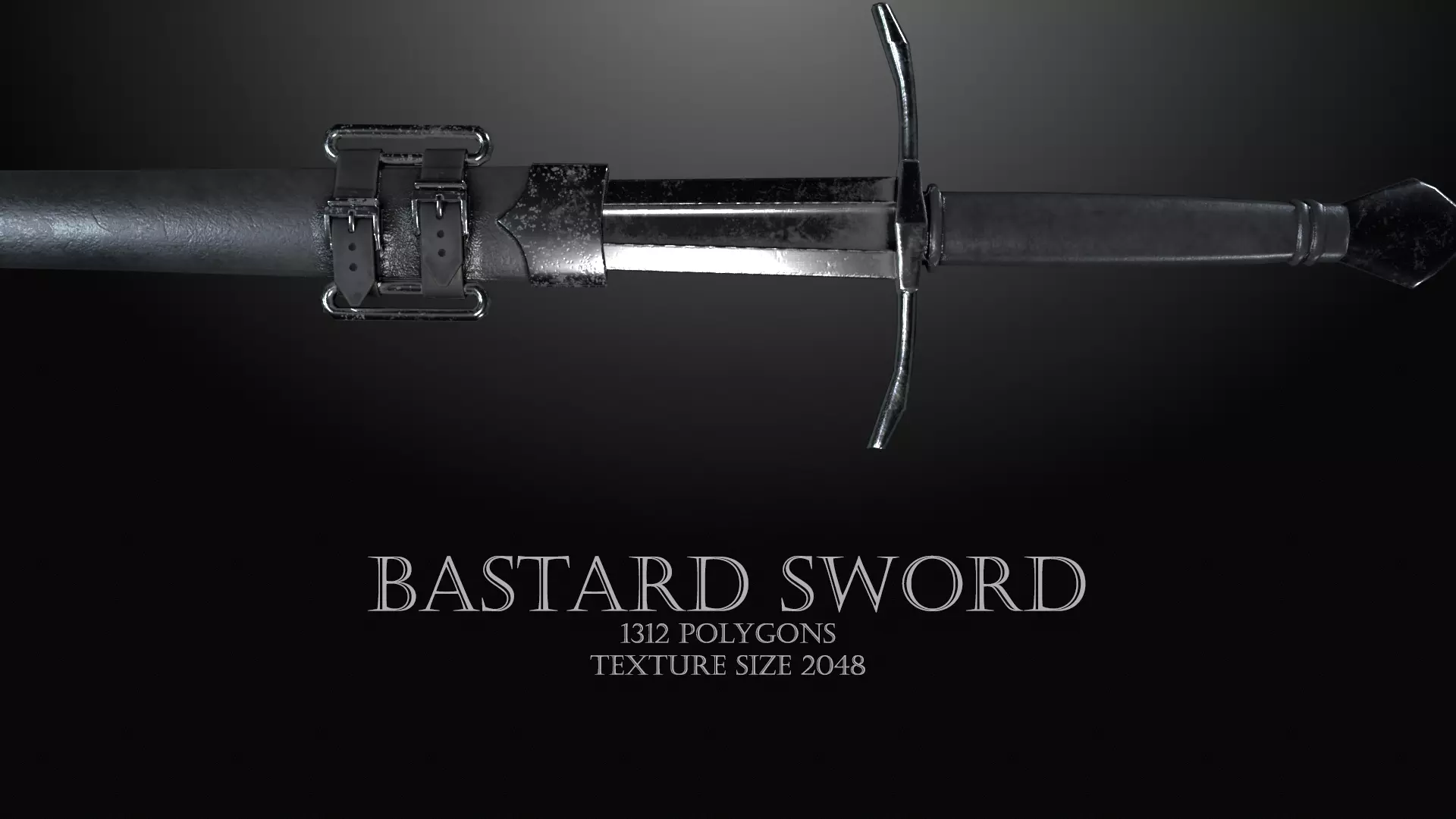 Bastard sword Low-poly 3D model