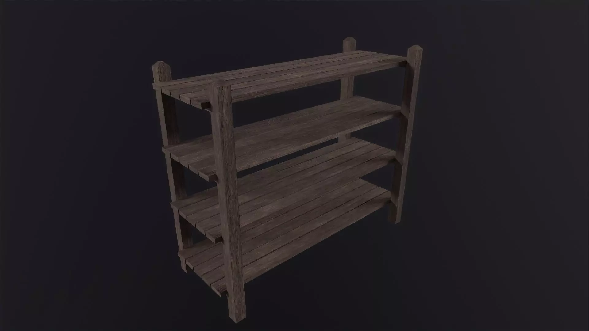 Wooden Shelf 3D Model Low-poly 3D model_0