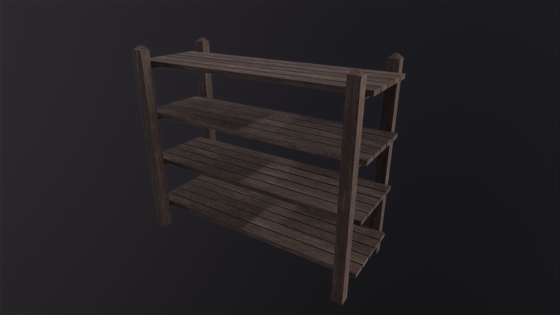 Wooden Shelf 3D Model Low-poly 3D model_3
