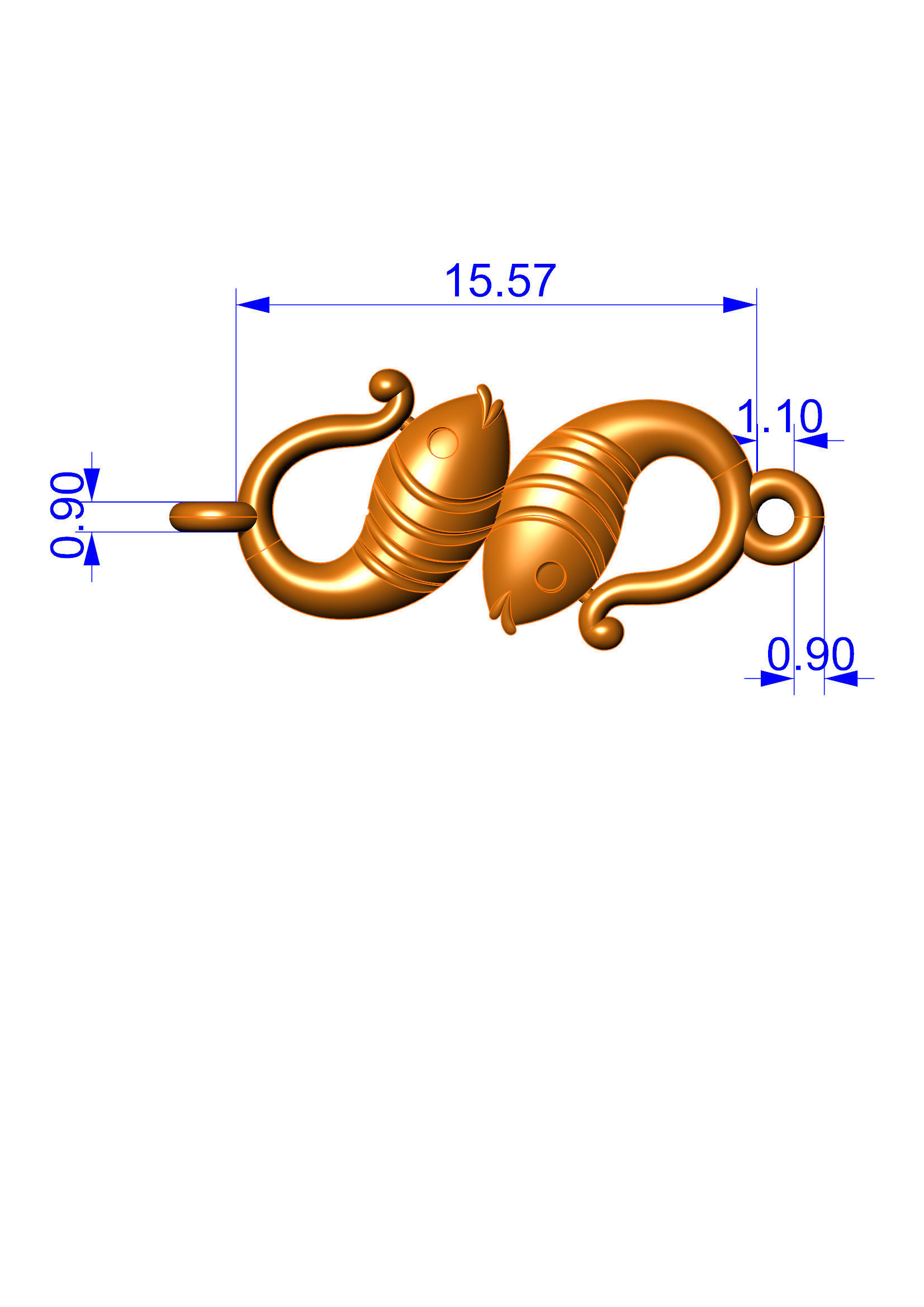 UNIQUE FISH CHAIN LINK BEST FOR ALL JEWELRY METALS 3D print model_2