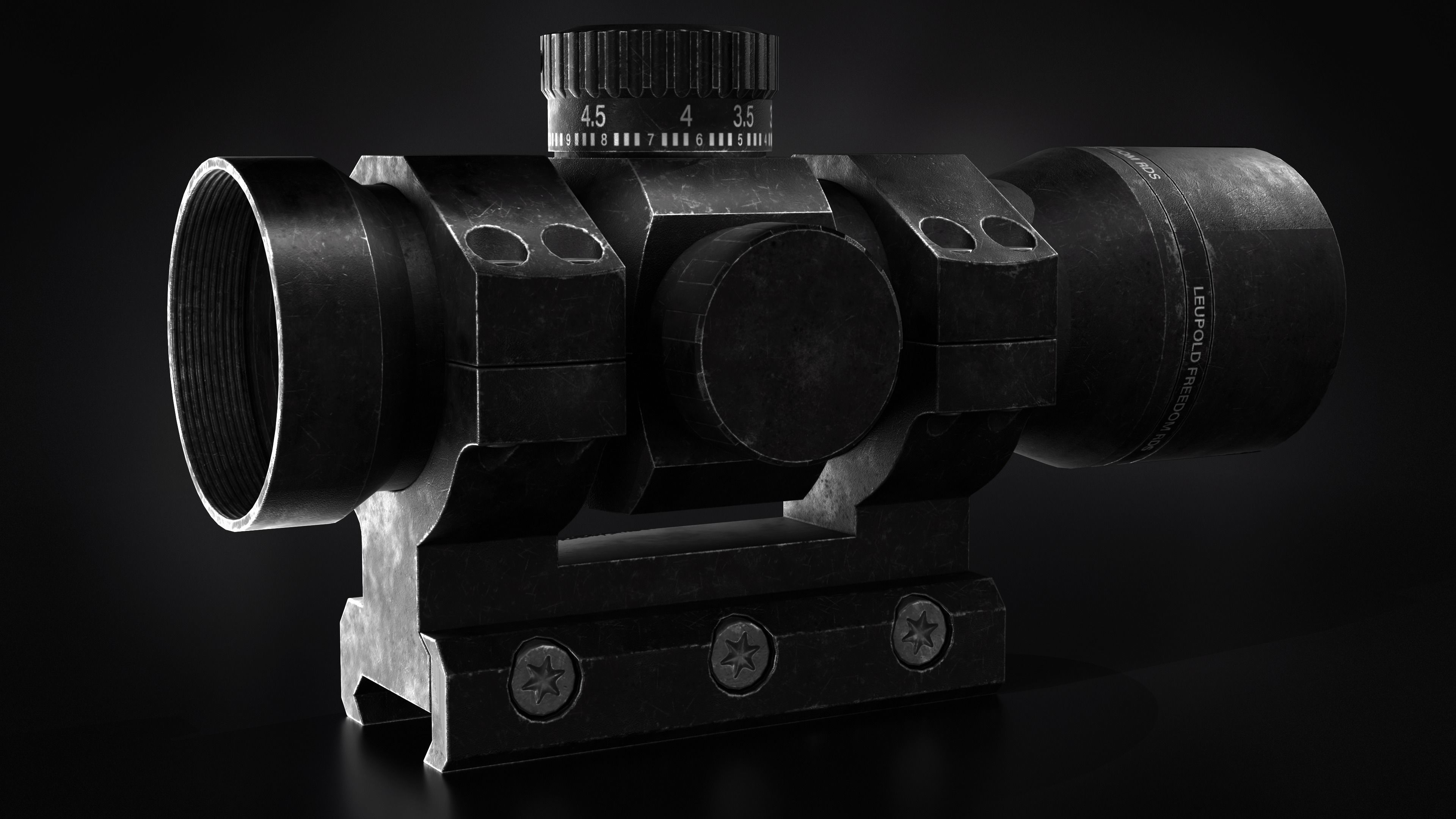 Red Dot Sight Low-poly 3D model_10