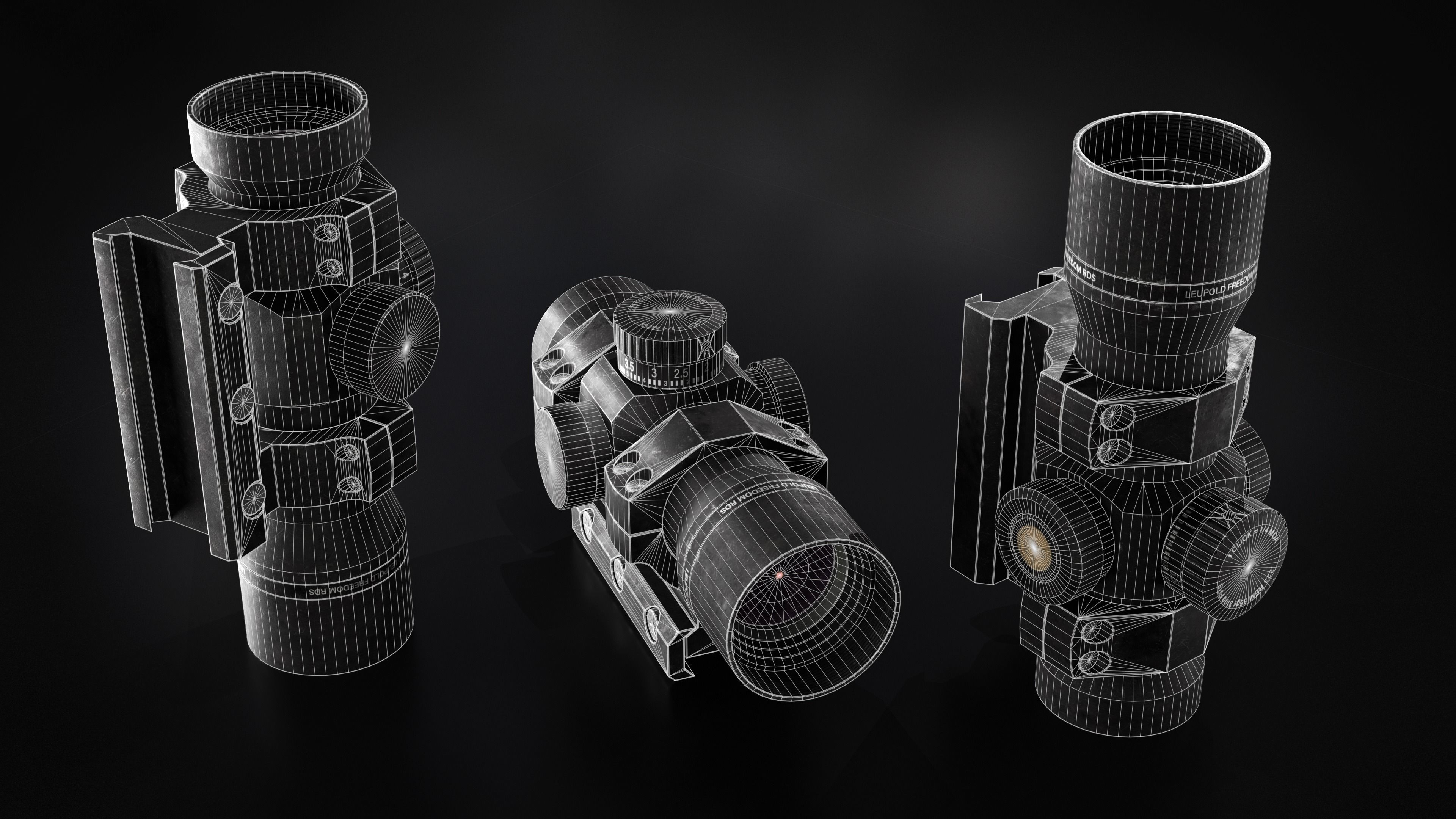 Red Dot Sight Low-poly 3D model_5