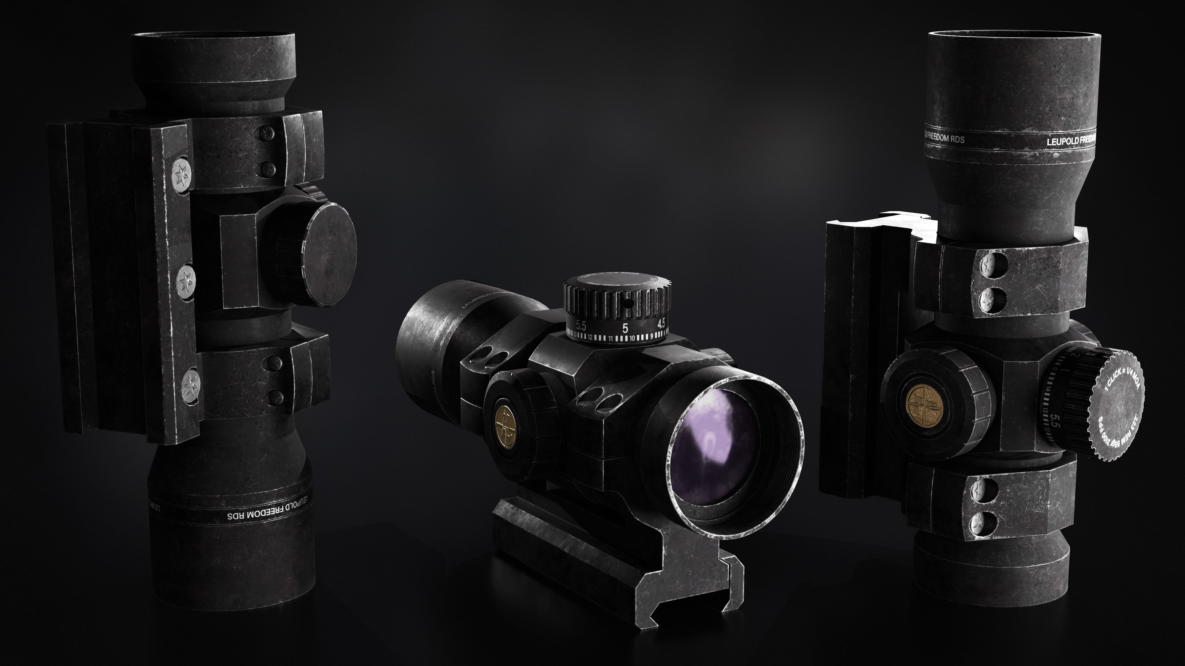 Red Dot Sight Low-poly 3D model_7