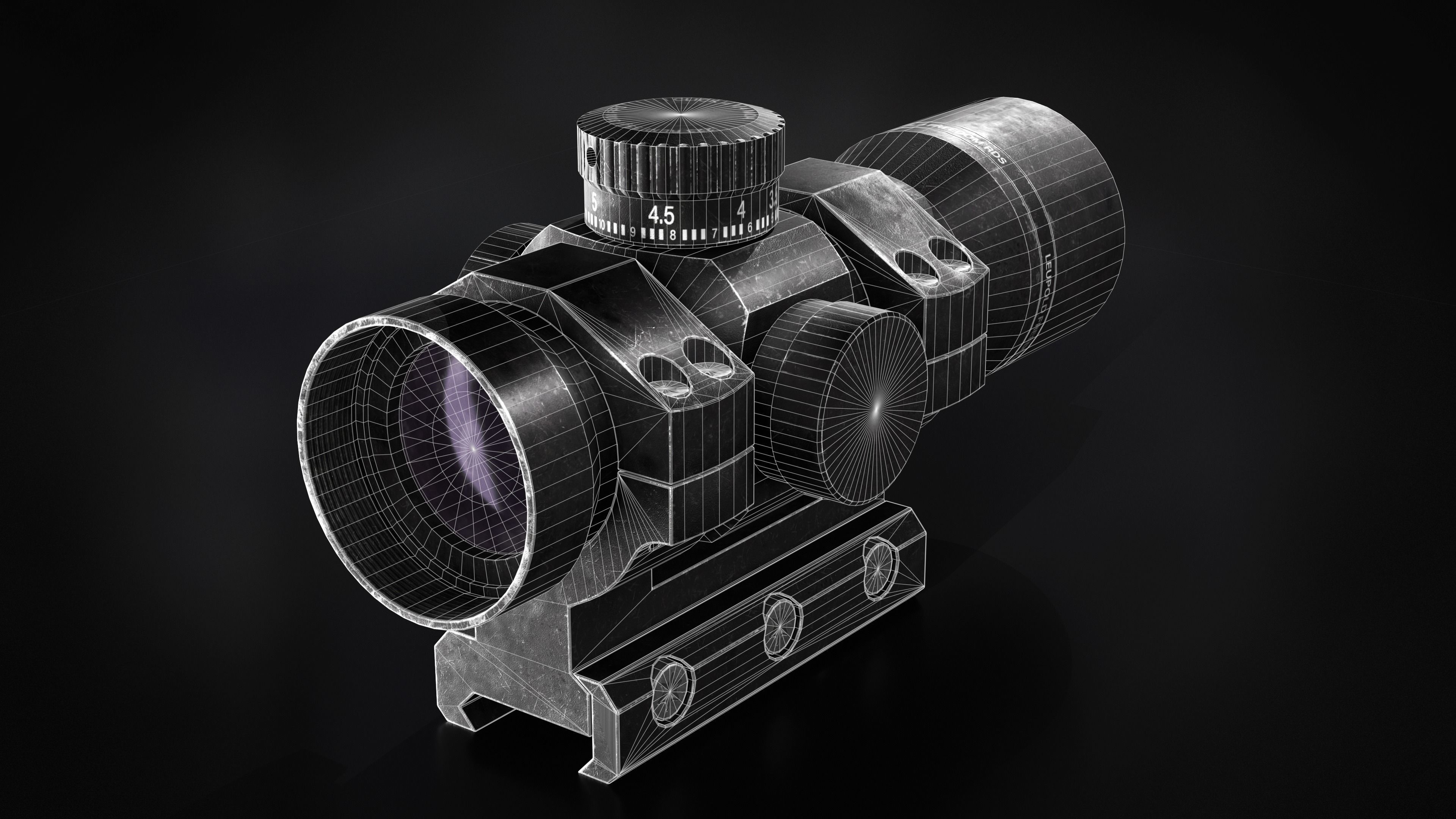 Red Dot Sight Low-poly 3D model_2