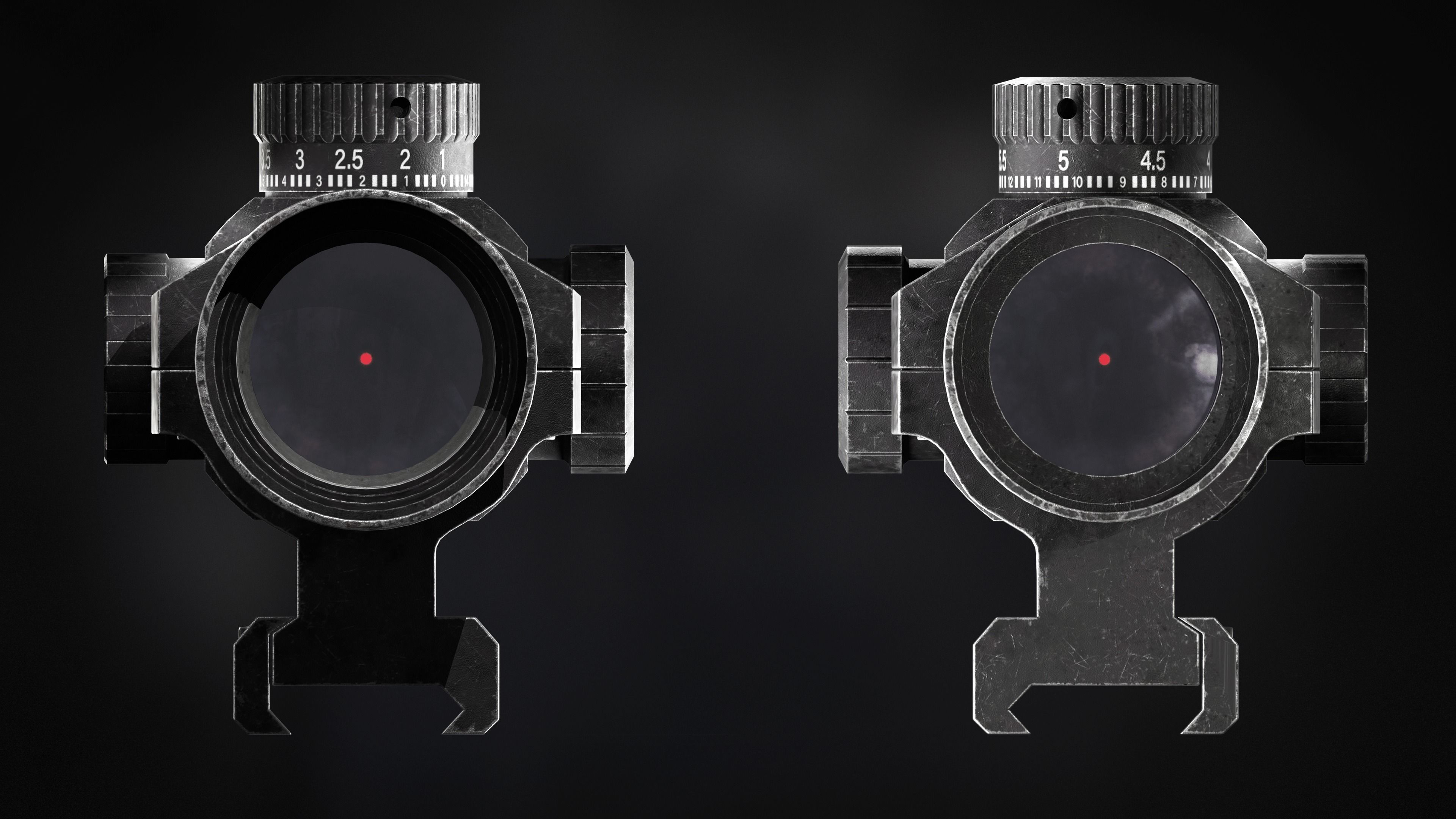 Red Dot Sight Low-poly 3D model_11