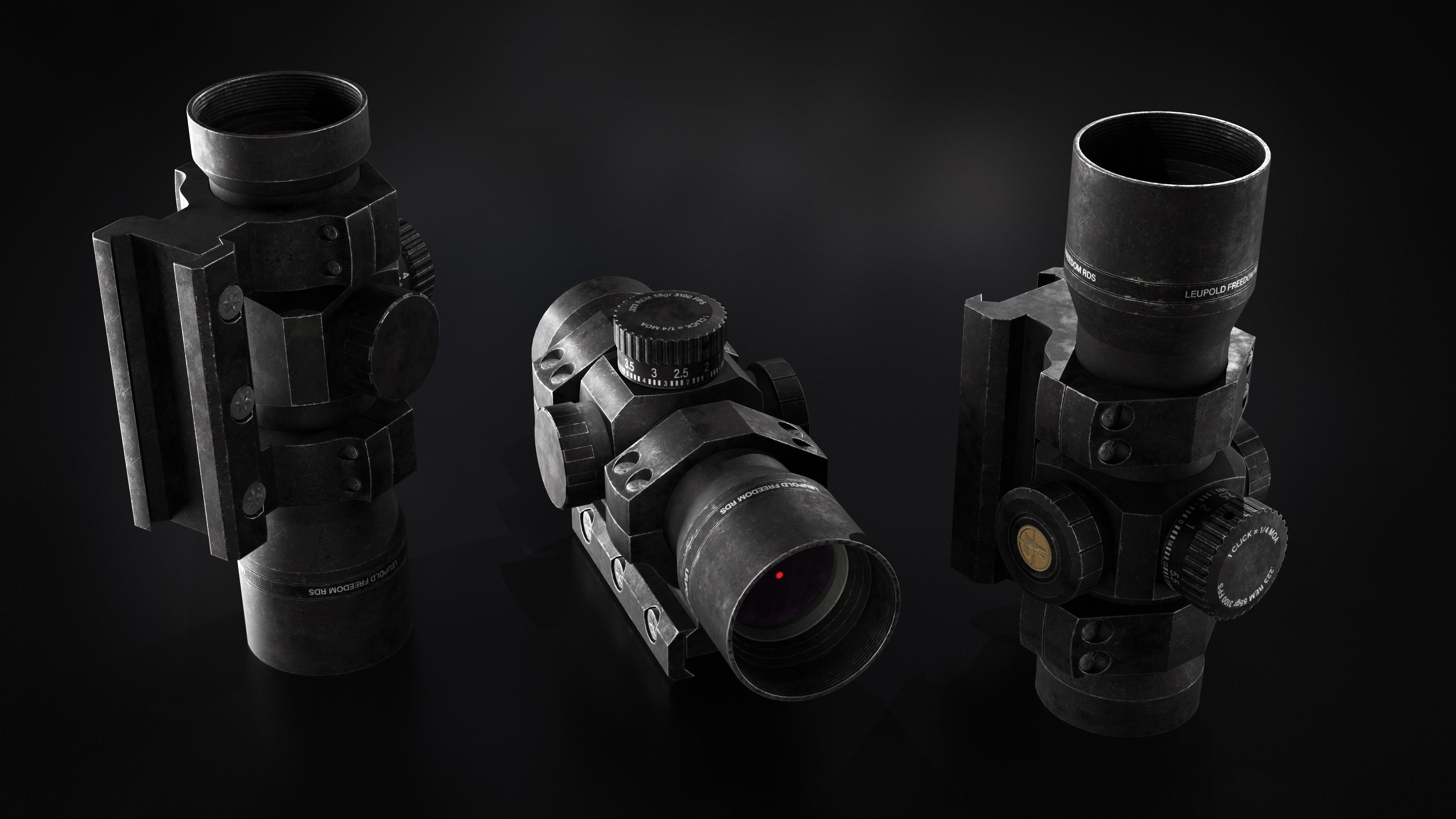Red Dot Sight Low-poly 3D model_4