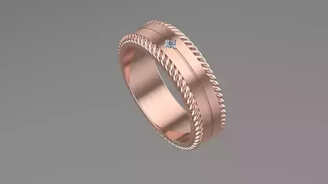 Princess Diamod Wedding Ring  3d Pritable Model