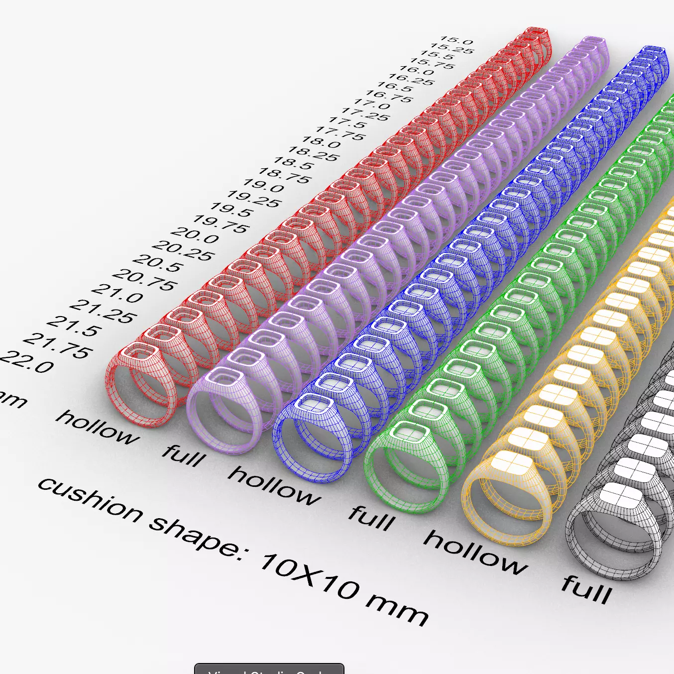 Cushion 10x10 mm Signet Rings 174 items 3D print model_0