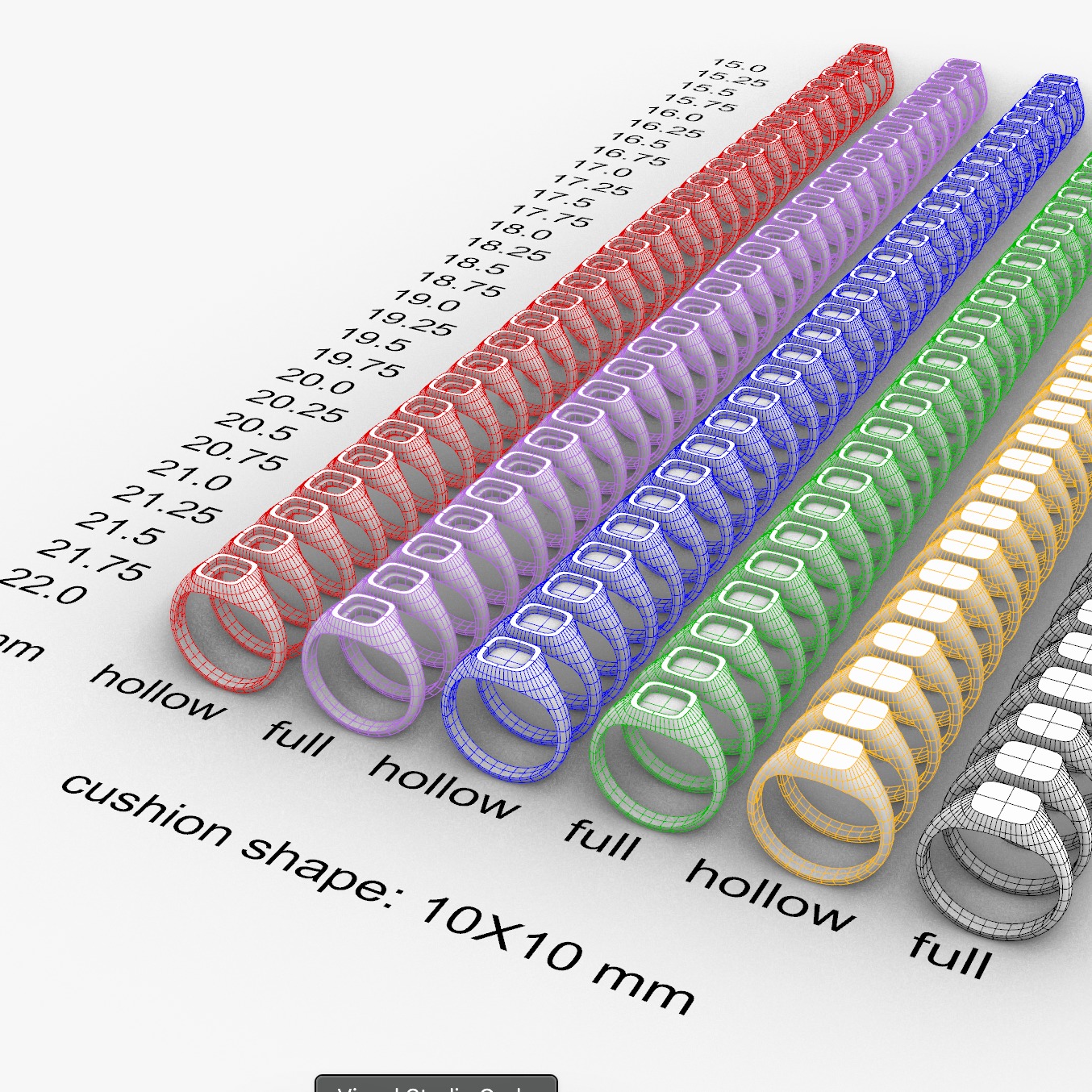 Cushion 10x10 mm Signet Rings 174 items 3D print model_11