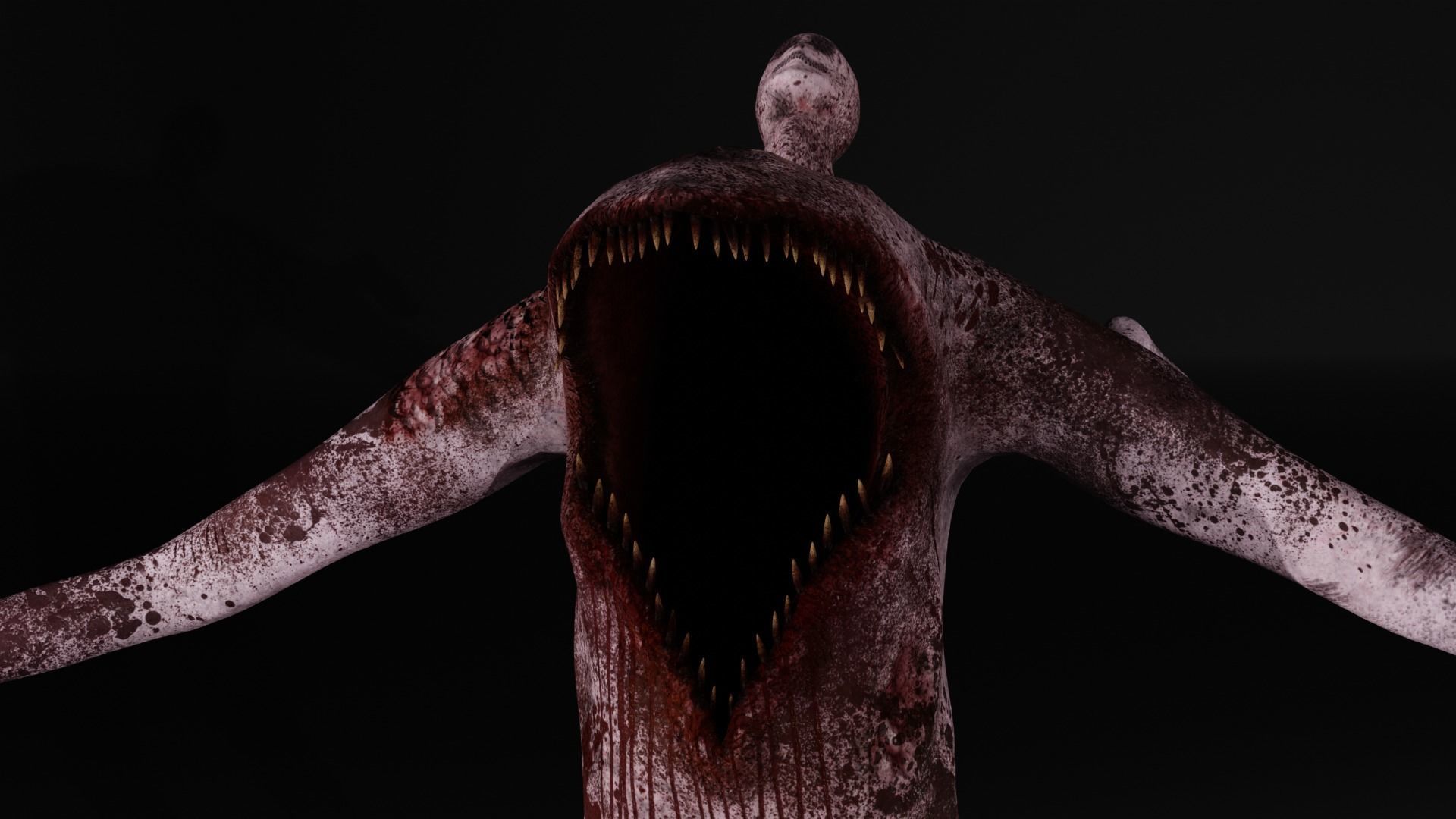 Horror Grotesque Monster - Dread-Mouth Low-poly 3D model_1
