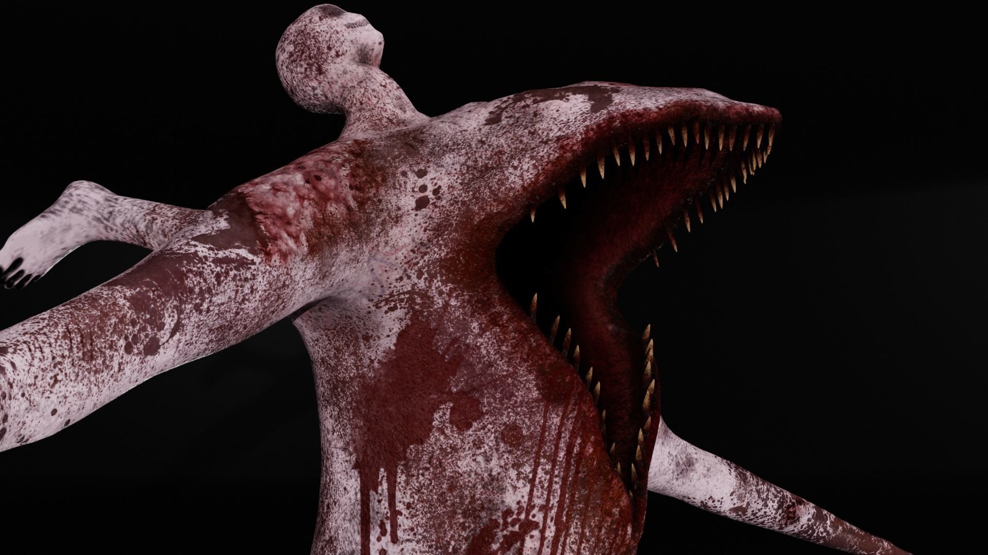 Horror Grotesque Monster - Dread-Mouth Low-poly 3D model_2
