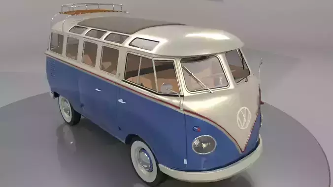 Volks Wagen Type 2 Kombi Samba LO POLY 3D model