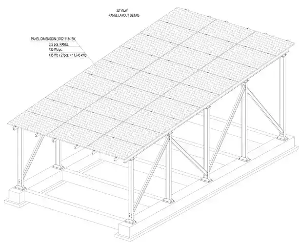 12 kWp Solar Carport Project Type 1 3D model