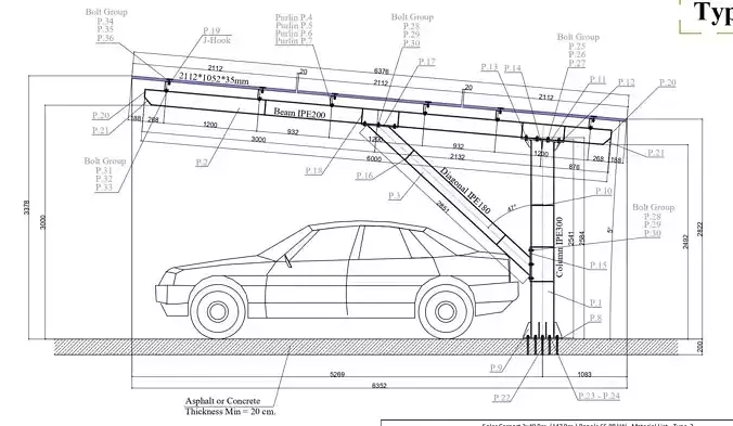 67 kWp Solar Carport Project Type 2 3D model