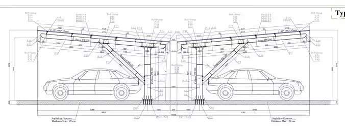 68 kWp Solar Carport Project Type 3