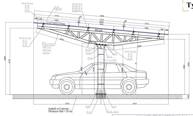 67 kWp Solar Carport Project Type 4 3D model