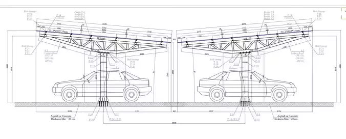 68 kWp Solar Carport Project Type 5 3D model