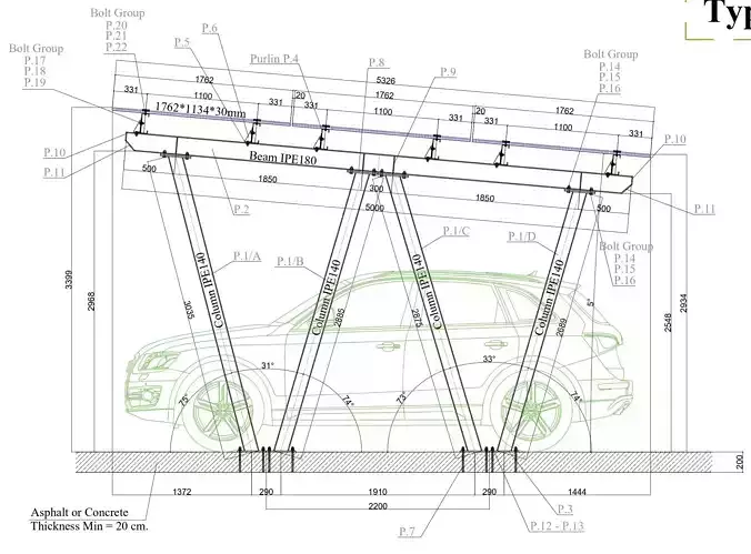 6 kWp Solar Carport Project Type 6