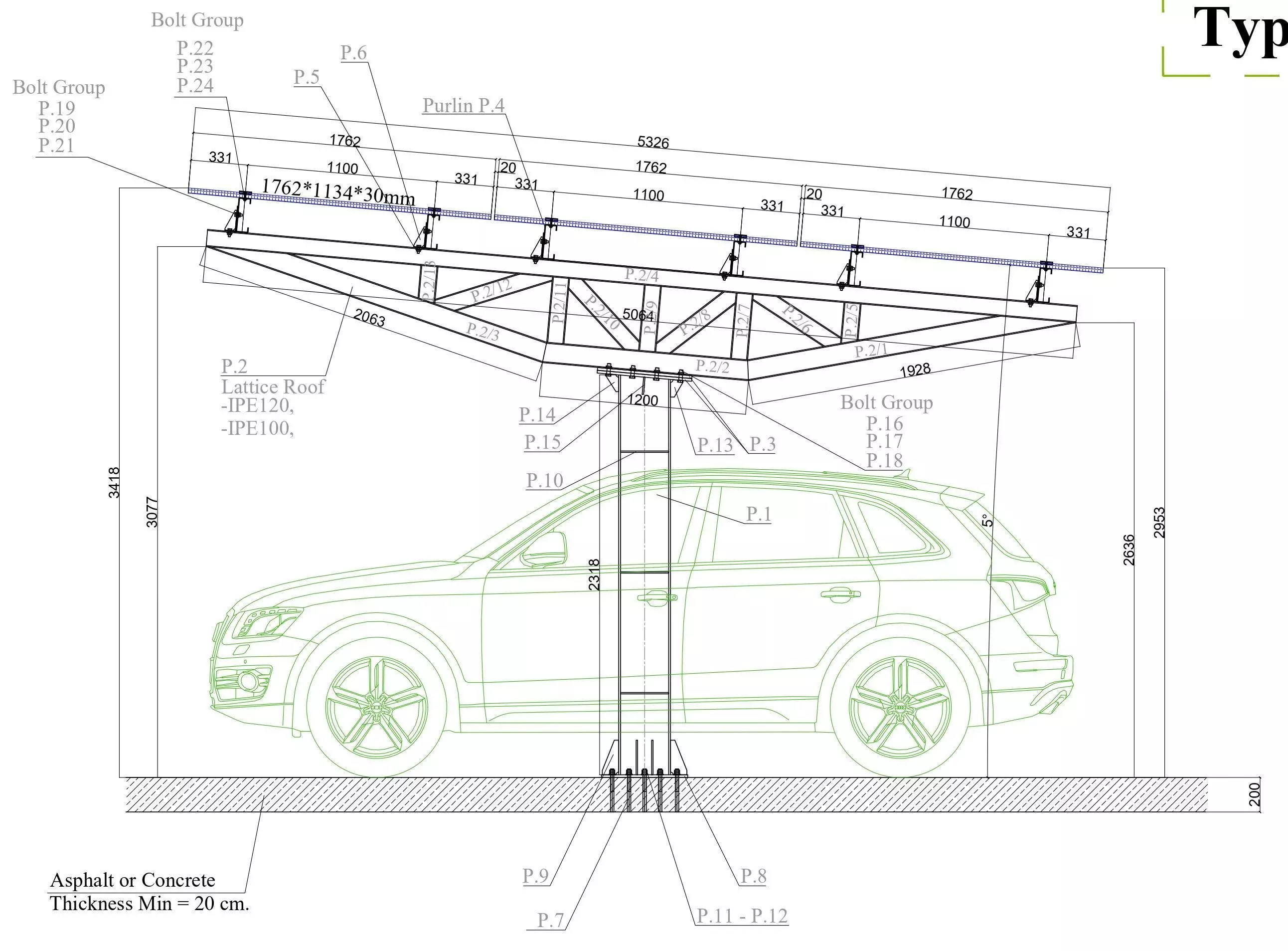 6 kWp Solar Carport Project Type 8 3D model_0