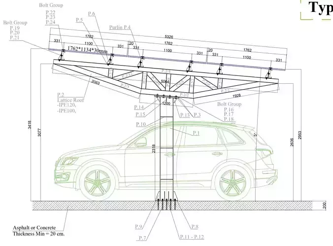 6 kWp Solar Carport Project Type 8