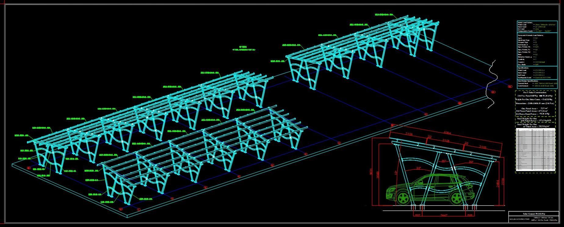 100 kWp Solar Carport Project Type 11 3D model_6