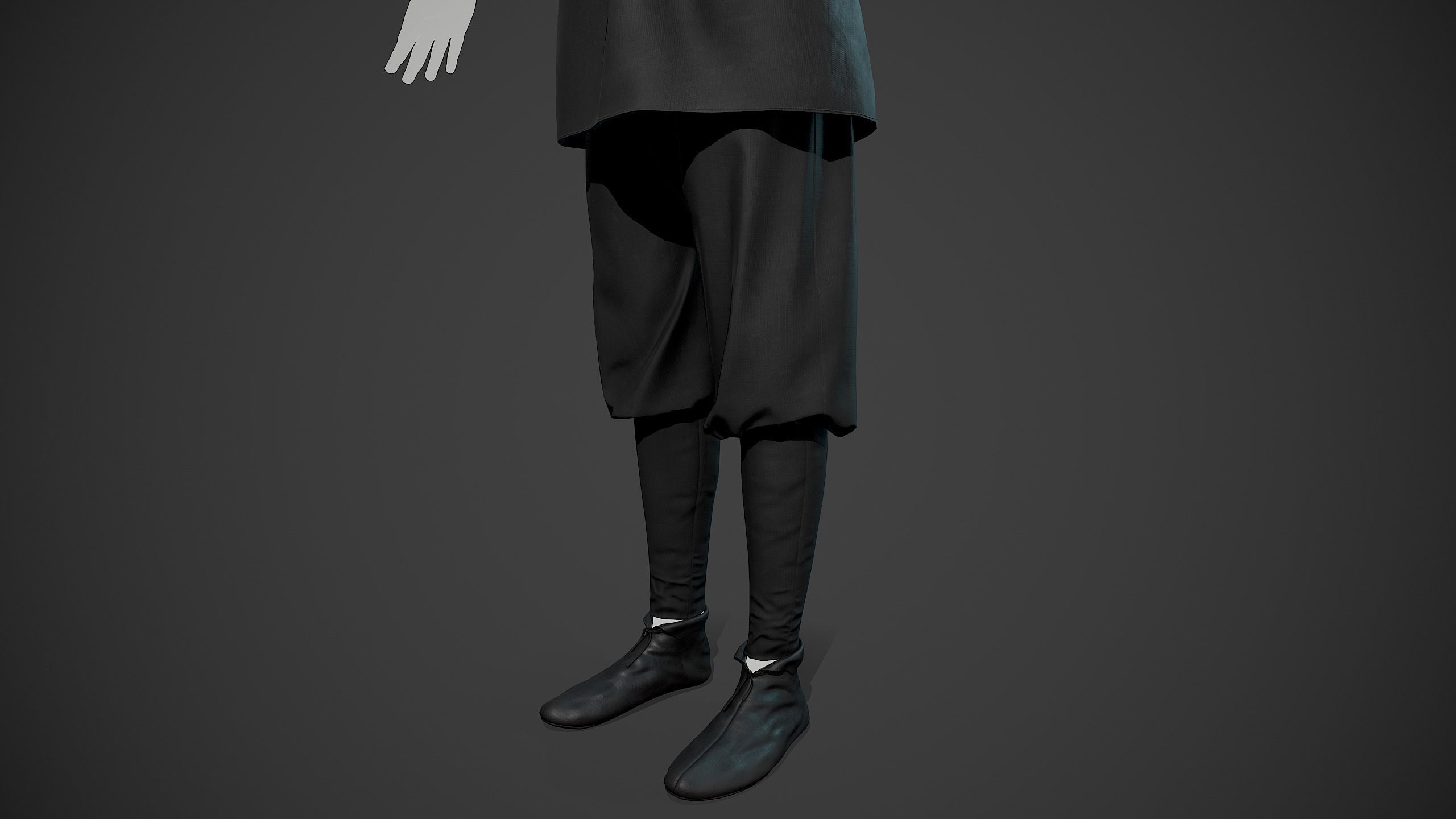 All Black Medieval Outfit Low-poly 3D model_6