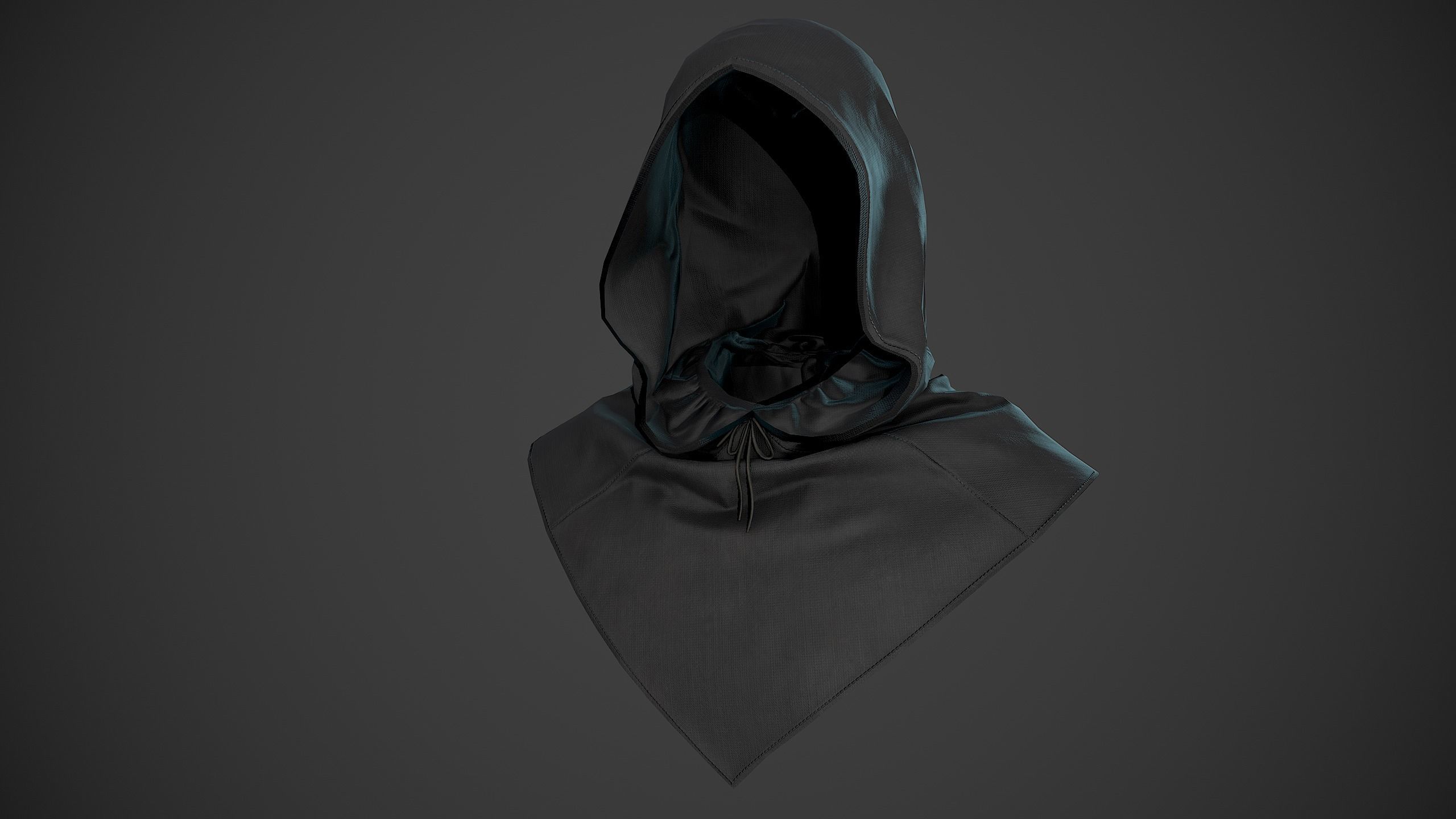 All Black Medieval Outfit Low-poly 3D model_15
