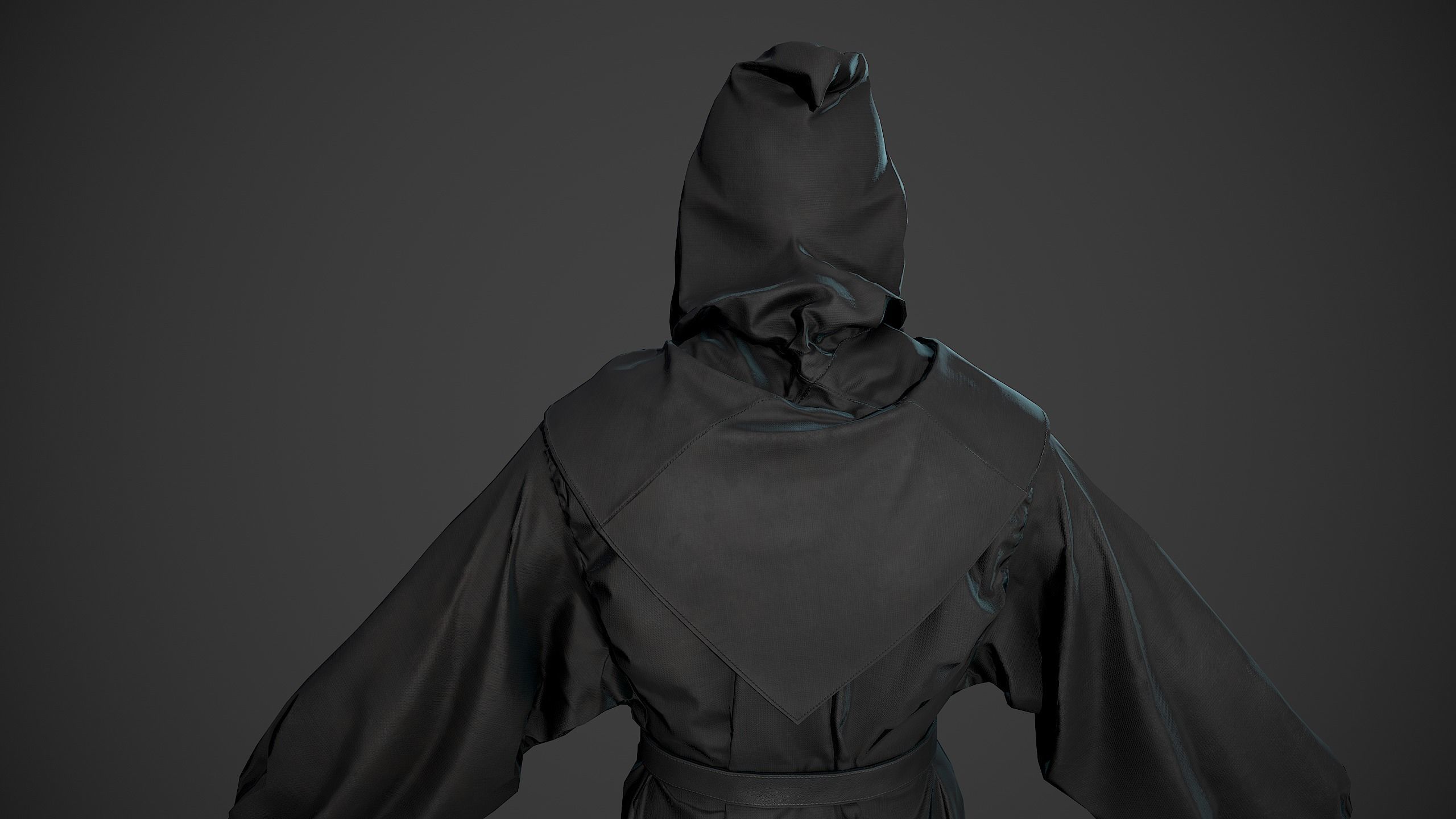 All Black Medieval Outfit Low-poly 3D model_8