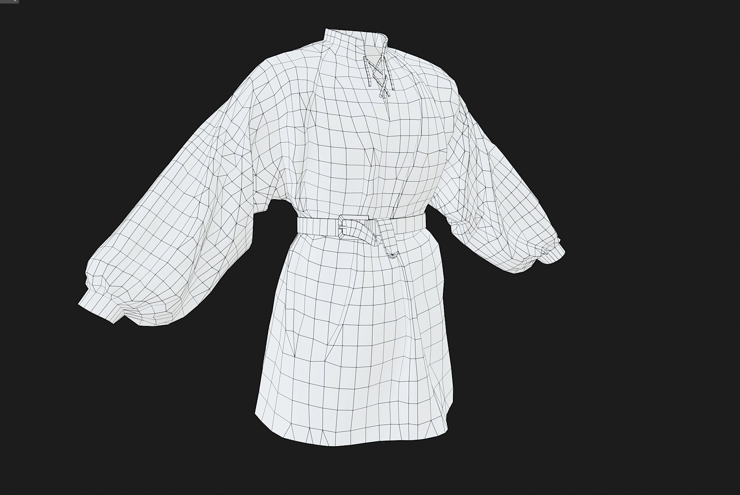 All Black Medieval Outfit Low-poly 3D model_24