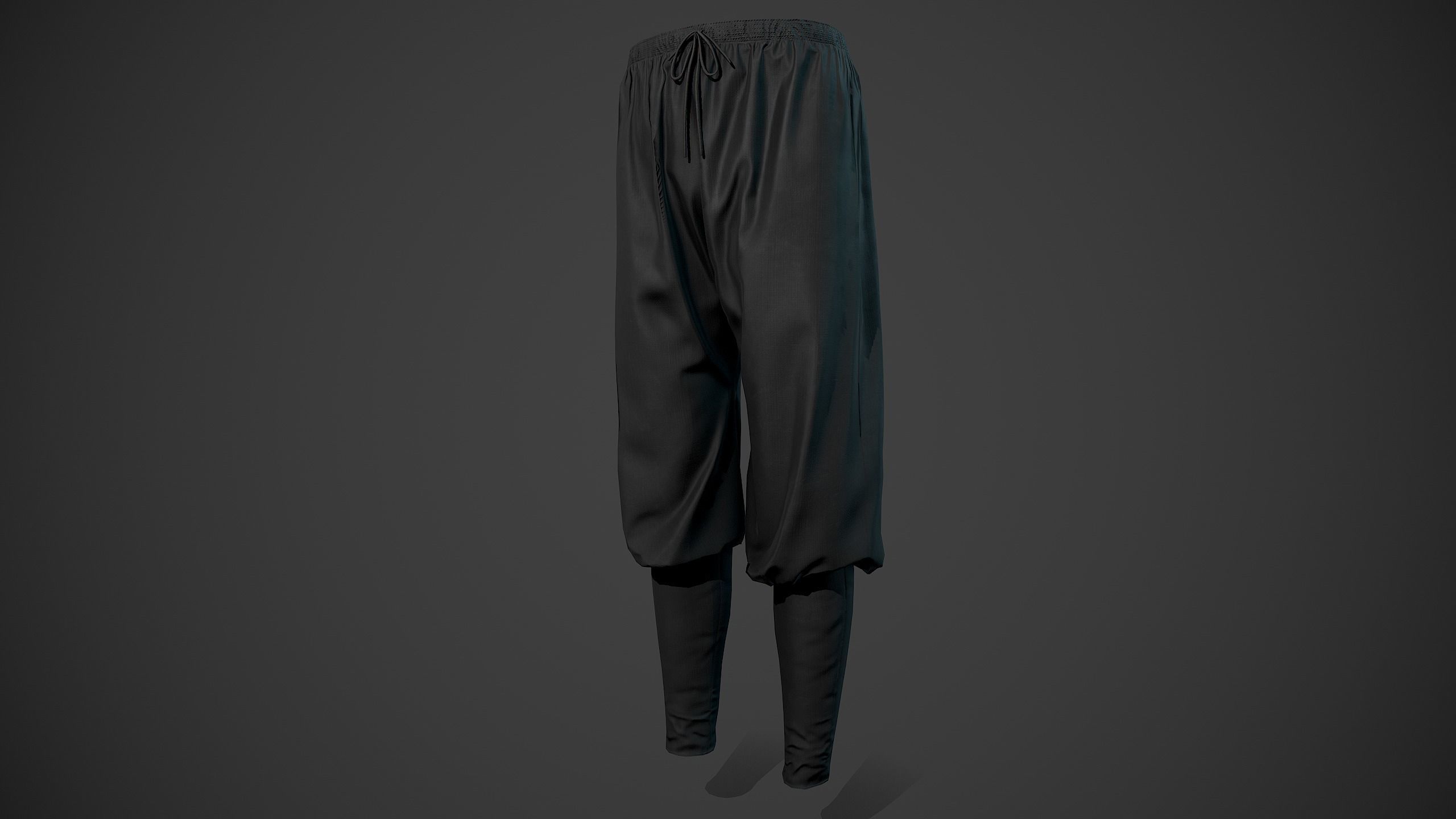All Black Medieval Outfit Low-poly 3D model_17