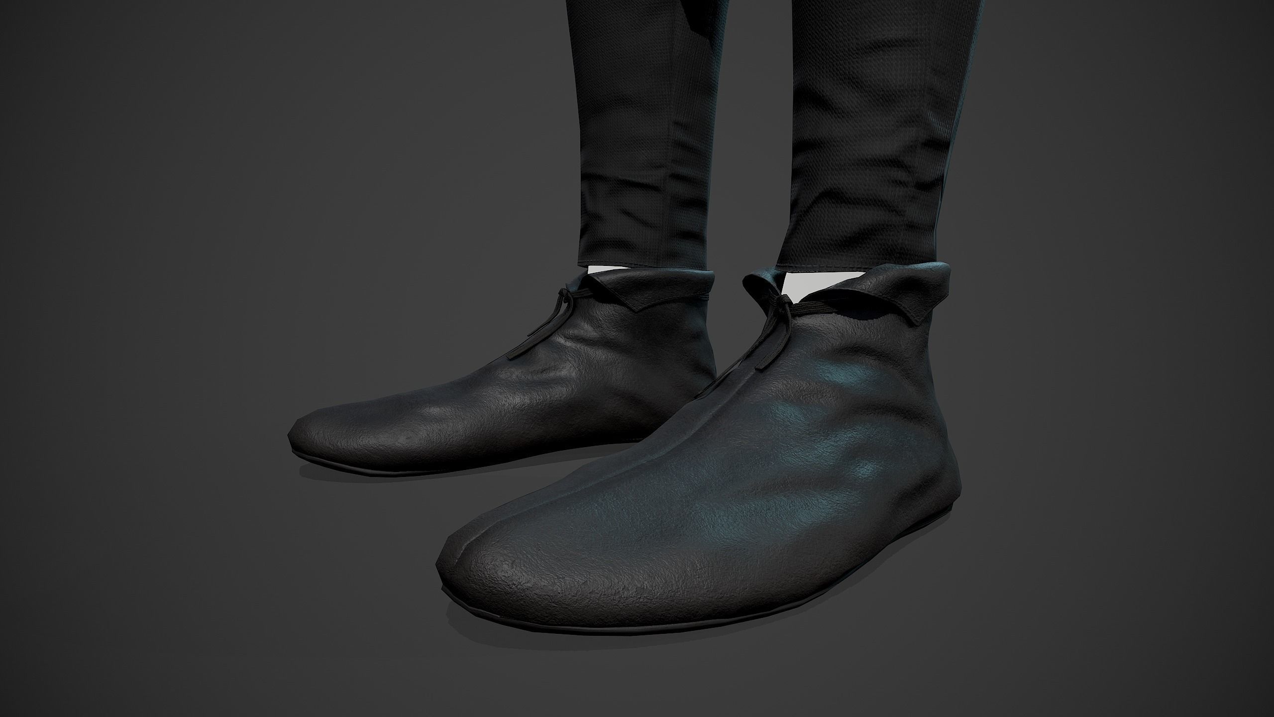 All Black Medieval Outfit Low-poly 3D model_10