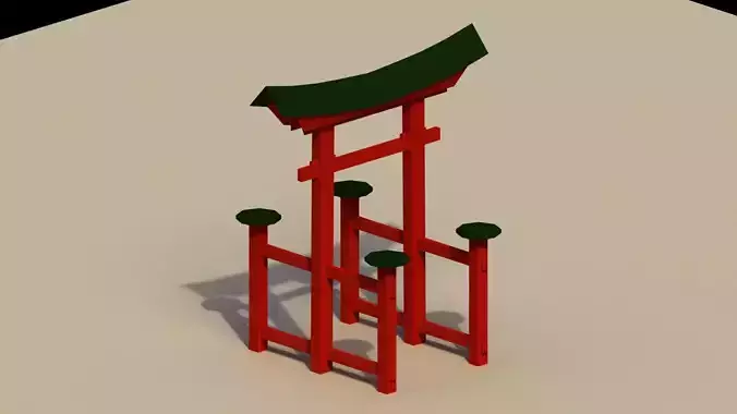 Low Poly Japanese Torii 2