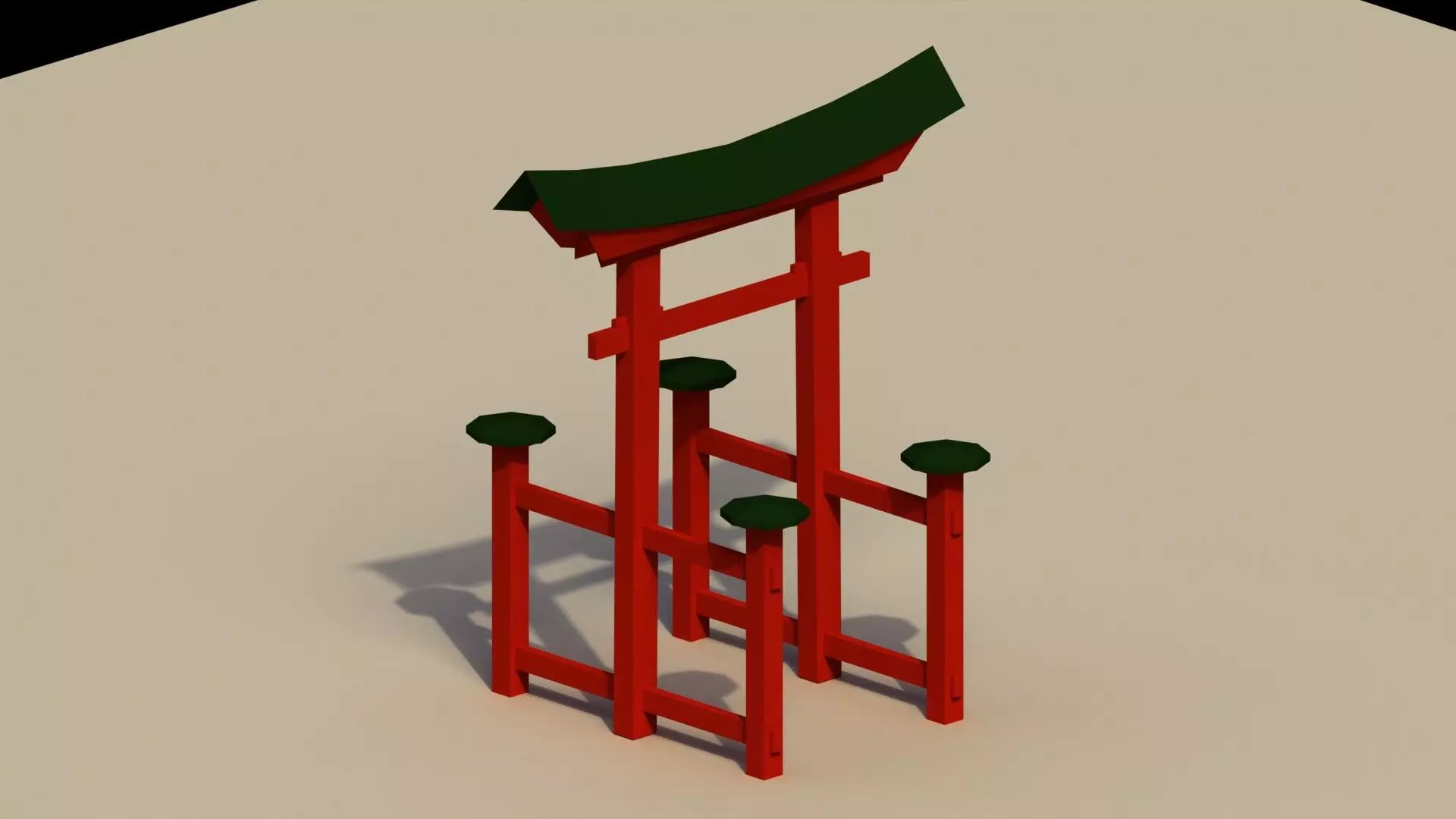 Low Poly Japanese Torii 2 Low-poly 3D model