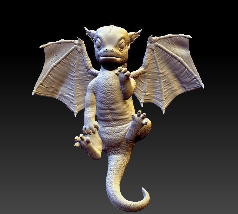 flying baby dragon 3D print model_1