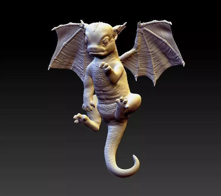 flying baby dragon 3D print model_0